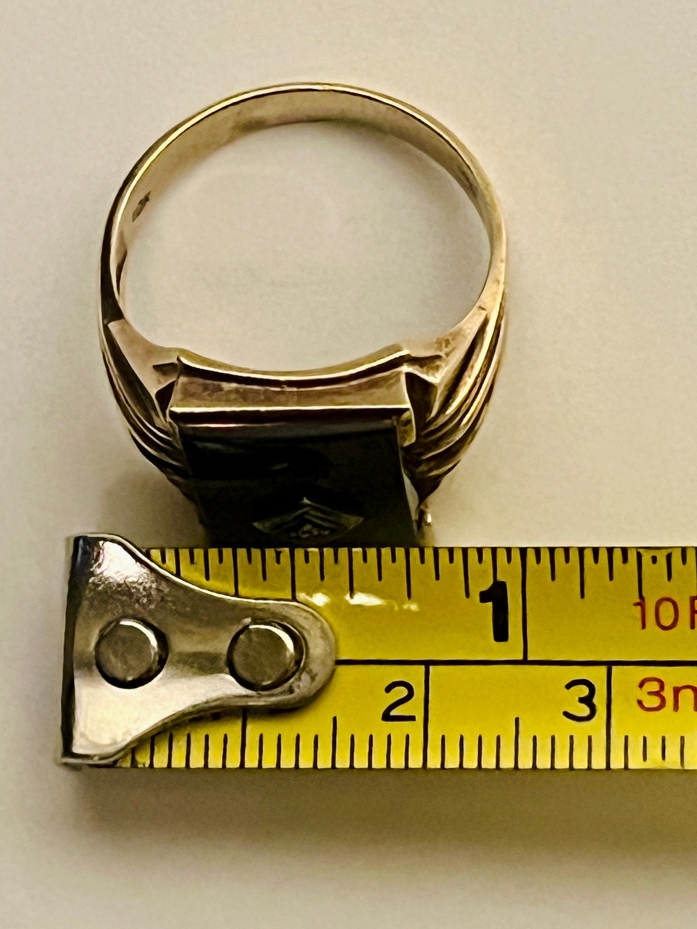 Estate Men’s Ring  | 10k Gold, Onyx & Diamond | Davidson & Son’s | Size 12 1/4 - Picture 11 of 13